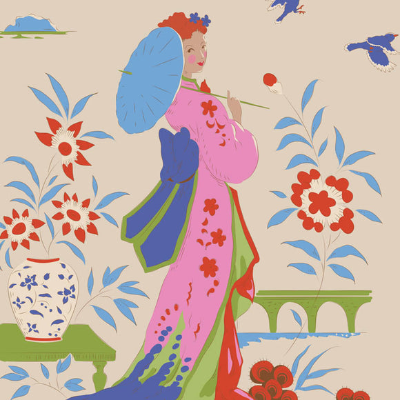 Tilda Fabric GARDEN VISTA DOVE from Bloomsville Collection, TIL100507