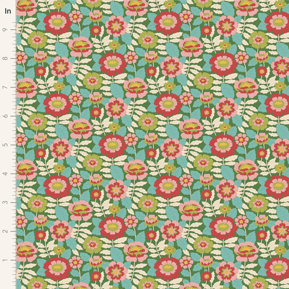 Fabric WALLFLOWER, BEVERLY GREEN by TILDA, TIL100609