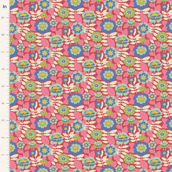 Fabric WALLFLOWER, BEVERLY PINK by TILDA, TIL100610