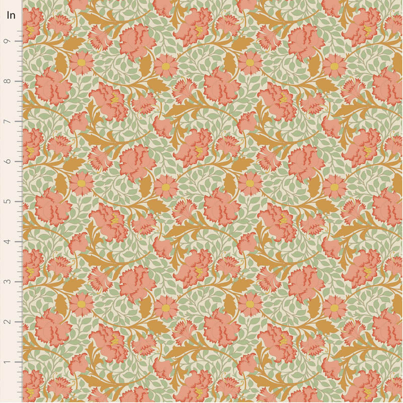PREORDER! Fabric FLORAL CORAL from SONGBIRD Collection by TILDA, TIL100641