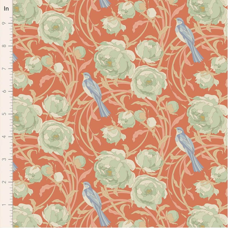 PREORDER! Fabric CORA CORAL from SONGBIRD Collection by TILDA, TIL100642