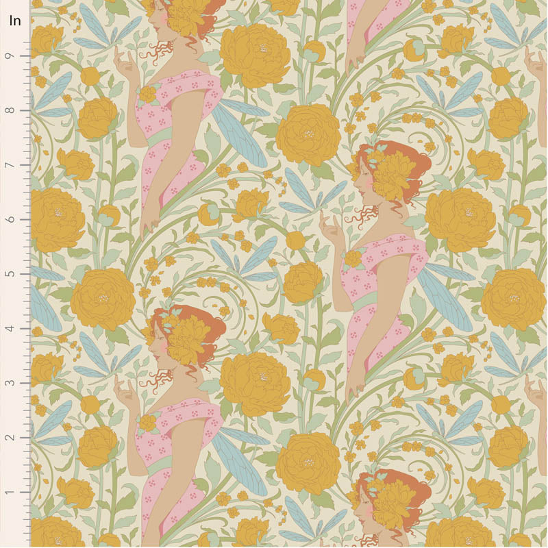 PREORDER! Fabric AUBERY MUSTARD from SONGBIRD Collection by TILDA, TIL100656