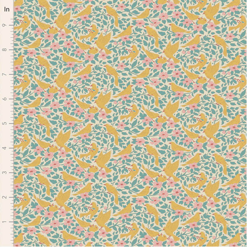 PREORDER! Fabric AVA TEAL from SONGBIRD Collection by TILDA, TIL100660