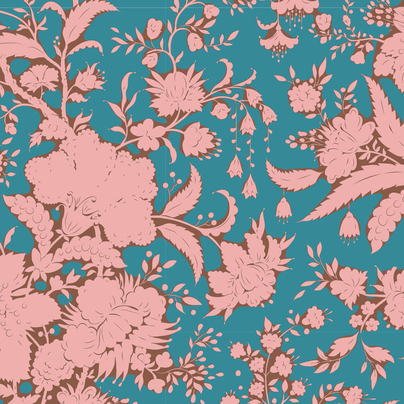 Tilda Fabric ABLOOM PETROL from Bloomsville BLENDERS Collection, TIL110073