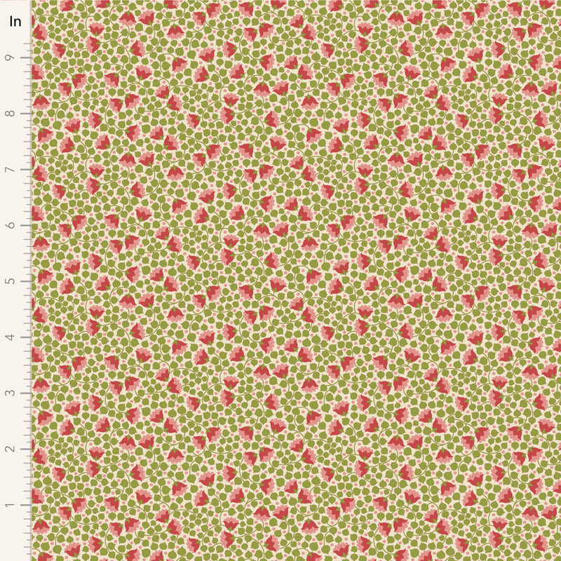 Fabric WALLFLOWER BLENDERS, BELLFLOWER GREEN by TILDA, TIL110128