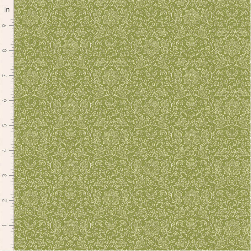 PREORDER! Fabric, LILA GREEN BLENDER for SONGBIRD Collection by TILDA, TIL110155