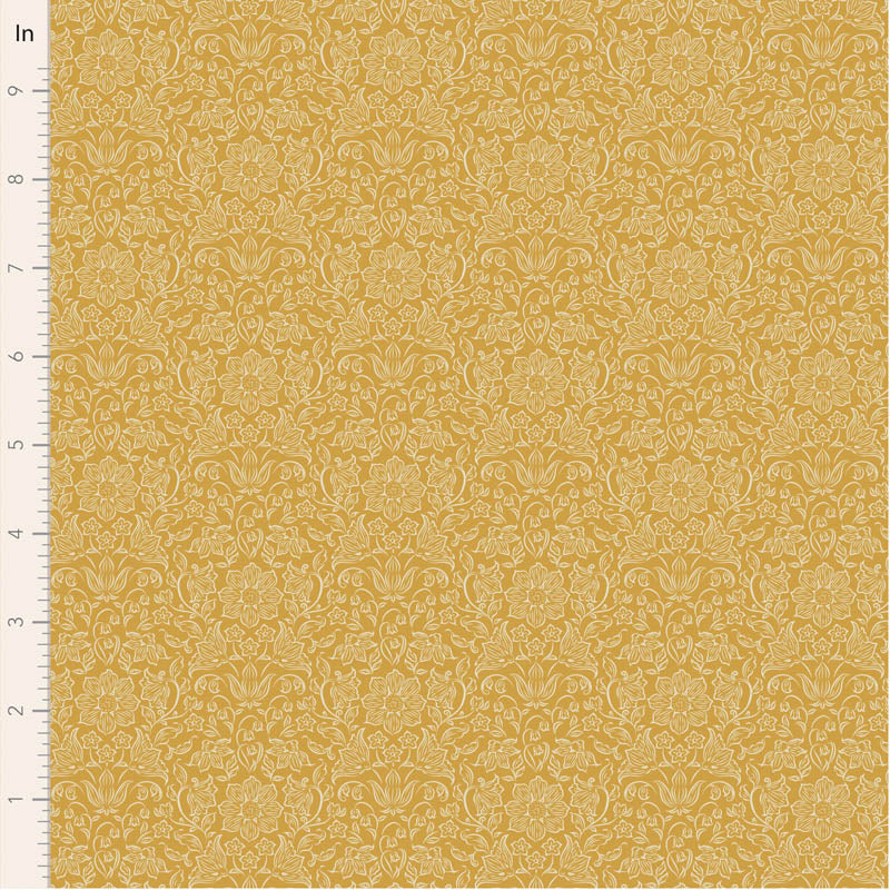 PREORDER! Fabric, LILA MUSTARD BLENDER for SONGBIRD Collection by TILDA, TIL110161