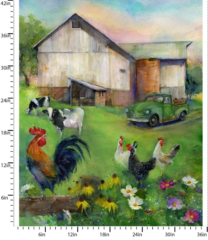 Fabric COUNTRY LIVING PANEL from Country Living Collection by John Keeling for 3 Wishes, # 21685-PNL-CTN-D