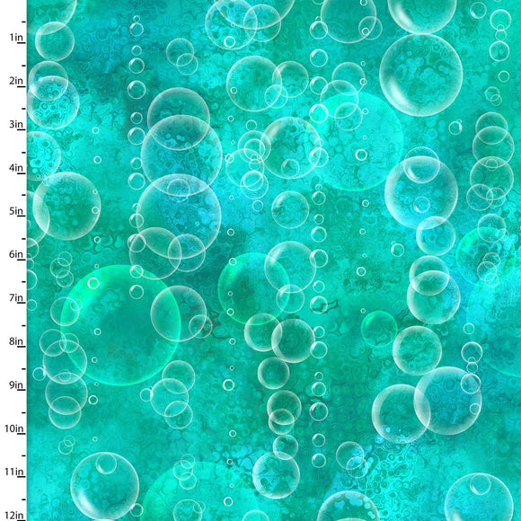 Fabric TONAL BUBBLES TURQUOISE from Shining Sea Collection by Connie Haley for 3 Wishes, # 21688-TRQ-CTN-D