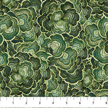 Fabric TURKEY TAIL DARK GREEN DP27516-76 from WILD HARVEST Collection by Deborah Edwards for Northcott Fabrics