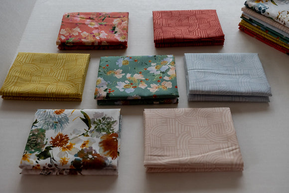 Fabric bundle of 7 Fat 1/4s from Wildflower Collection by Kelly Ventura for Windham Fabrics