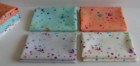 Fabric Bundle of 4 Fat 1/4s from NEON TRUE COLORS Fairy Dust Collection, by Tula Pink For Free Spirit Fabrics