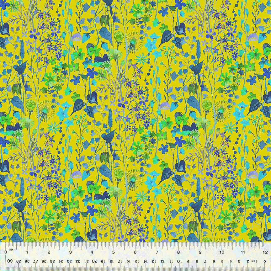 Fabric POSIE from Gardenia Collection, Windham Fabrics, 53764D-3 Chartreuse
