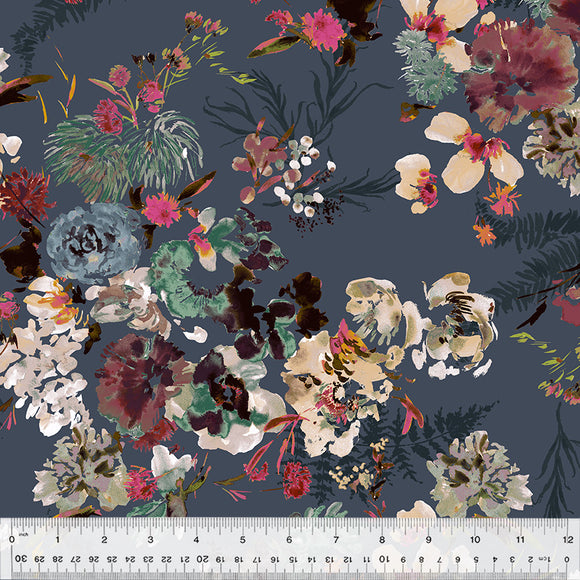 Cotton Fabric, FLORA SLATE, 53804D-10, Perennial Collection by Kelly Ventura for Windham Fabrics
