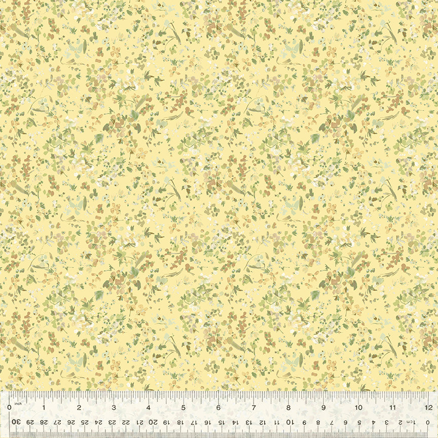 Cotton Fabric, WILDFLOWER, BUTTERCUP, 53808-9, FLORET Collection by Kelly Ventura for Windham Fabrics
