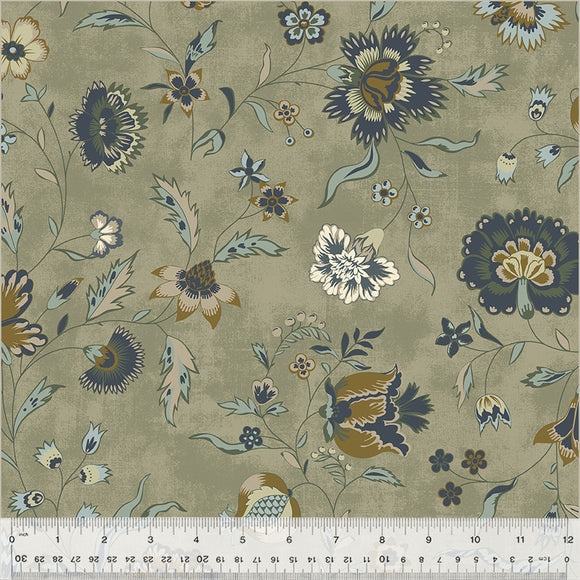Fabric FLOURISH CRUSHED SAGE from GARDEN TALE Collection by Jeanne Horton 53820-5