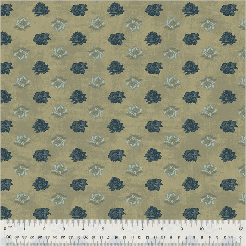 Fabric ROSE HEAD TAUPE from GARDEN TALE Collection by Jeanne Horton 53821-6