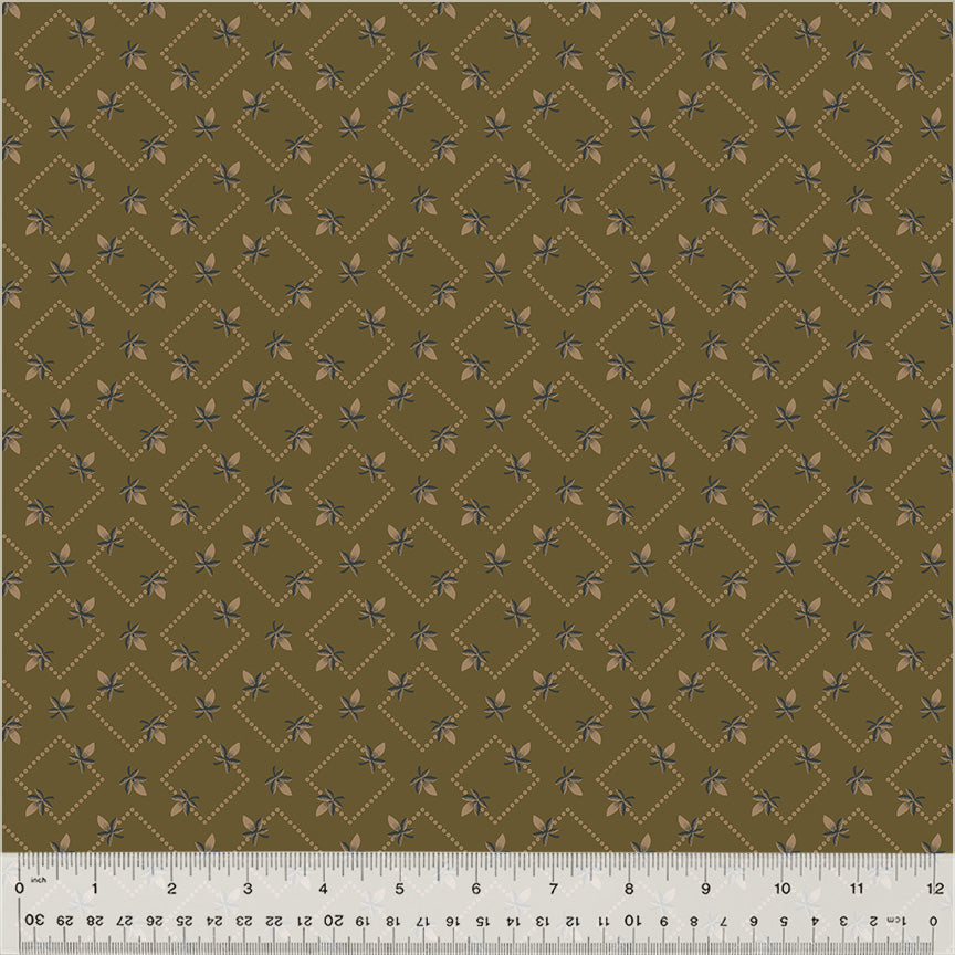 Fabric DIAMOND FLORAL AGED BRONZE from GARDEN TALE Collection by Jeanne Horton 53824-18