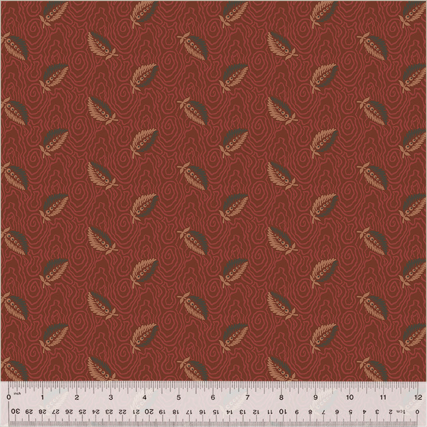Fabric FLOATING LEAF RUBY from GARDEN TALE Collection by Jeanne Horton 53828-14