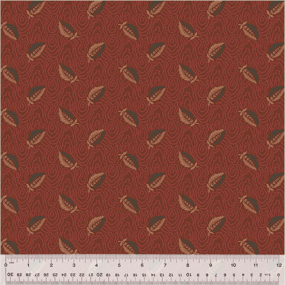 Fabric FLOATING LEAF RUBY from GARDEN TALE Collection by Jeanne Horton 53828-14