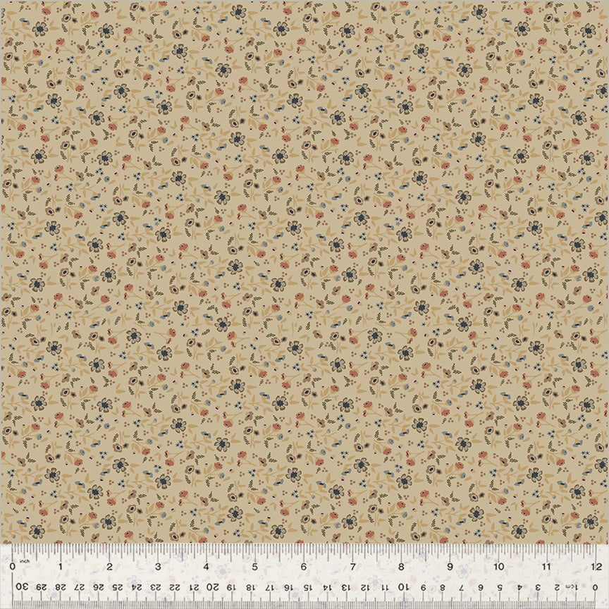 Petite Jeanne Collection, WILD FLOWERS TAUPE Quilting Fabric from L'Atelier Perdu for Windham Fabrics, 53943-3