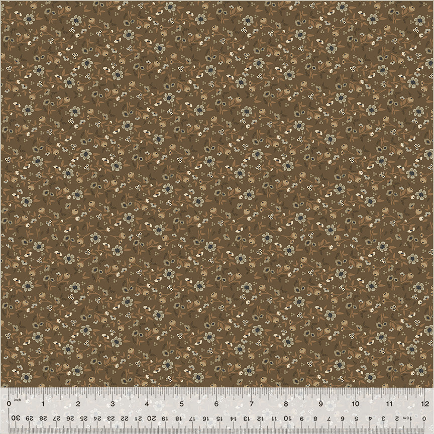 Petite Jeanne Collection, WILD FLOWERS DARK BROWN Quilting Fabric from L'Atelier Perdu for Windham Fabrics, 53943-5
