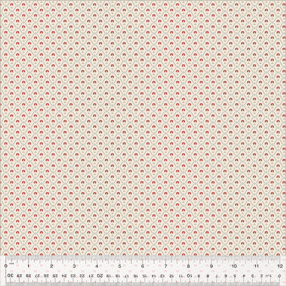 Petite Jeanne Collection, FLORAL TILE IVORY Quilting Fabric from L'Atelier Perdu for Windham Fabrics, 53946-1