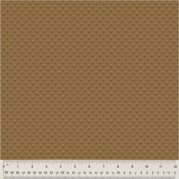 Petite Jeanne Collection, FLORAL TILE BROWN Quilting Fabric from L'Atelier Perdu for Windham Fabrics, 53946-8
