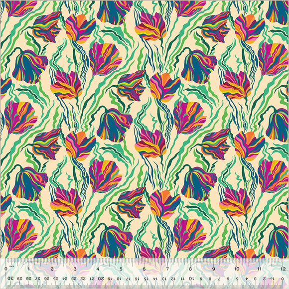 Cotton Fabric TULIP MACADAMIA from BOTANICA Collection, Windham Fabrics, 54014-5