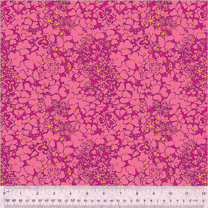 Cotton Fabric PERIWINKLE MAGENTA from BOTANICA Collection, Windham Fabrics, 54016-9