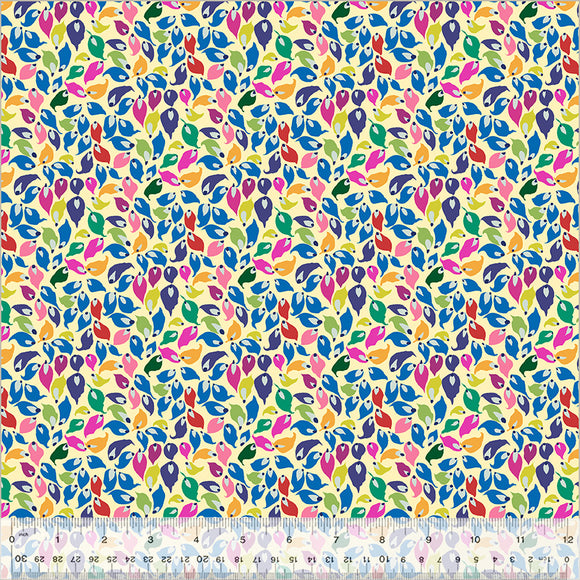 Cotton Fabric SUMMER LEAVES MACADAMIA from BOTANICA Collection, Windham Fabrics, 54017-5
