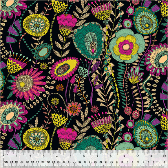 Cotton Fabric 54300D-1 WINDSWEPT Black from Twilight Collection by Sally Kelly for Windham Fabrics