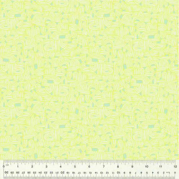 Cotton Fabric TUNNELING 54658-21 Celery, Insectarium Collection by Tamara Kate for Windham