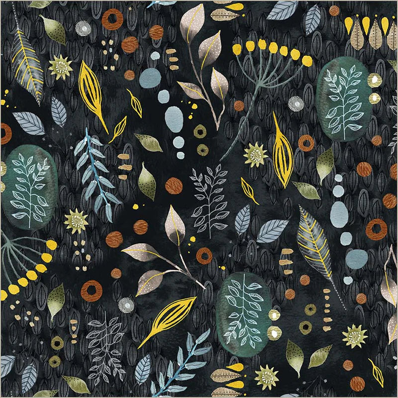Fabric FORAGE, Onyx, from FLORA and FORM Collection by Essoldo Designs for Windham, 54779DM-3 Onyx