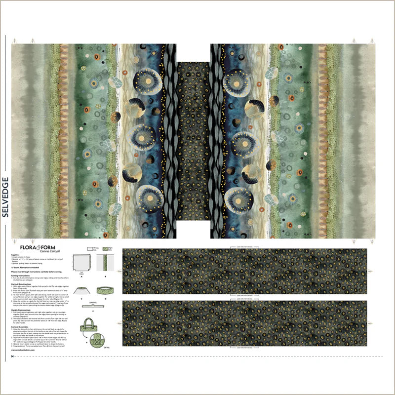Fabric CANVAS Carryall Panel 54785DCP-X Multi, from FLORA and FORM Collection by Essoldo Designs for Windham, 54785DCP-X Multi