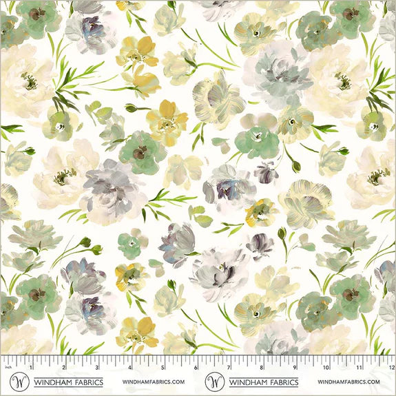 Cotton Fabric RUNUNCULUS 54874D-5 Linen, Bloomfield Collection by Kelly Ventura for Windham