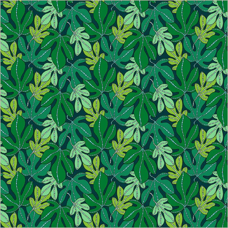Cotton Fabric MONSTERA 54976D-6 Forest from SUNSHINE Collection by Sally Kelly for Windham