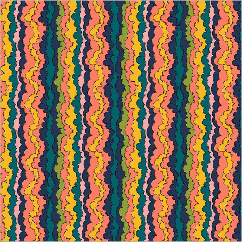 Cotton Fabric AURORA 54977D-1 Indigo from SUNSHINE Collection by Sally Kelly for Windham
