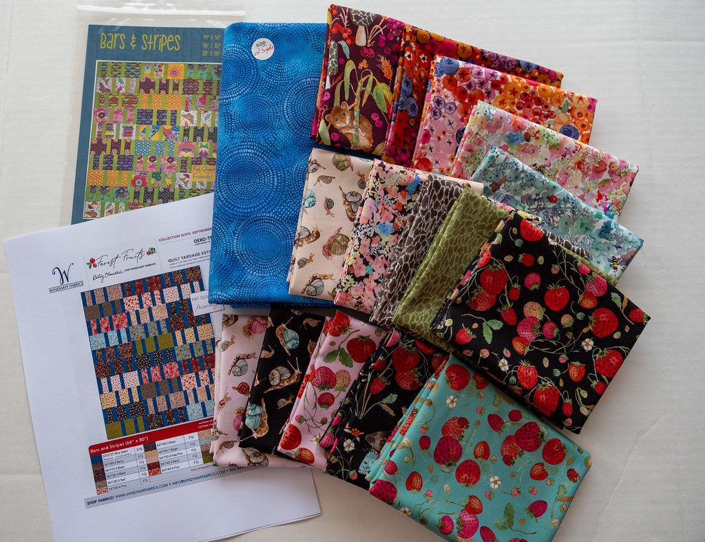 Quilt Kit BARS AND STRIPES, Featuring FOREST FRUIT Fabrics by Betsy Olmsted for Windham Fabrics