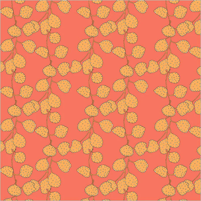 Cotton Fabric HONESTY 54979D-12 Coral from SUNSHINE Collection by Sally Kelly for Windham