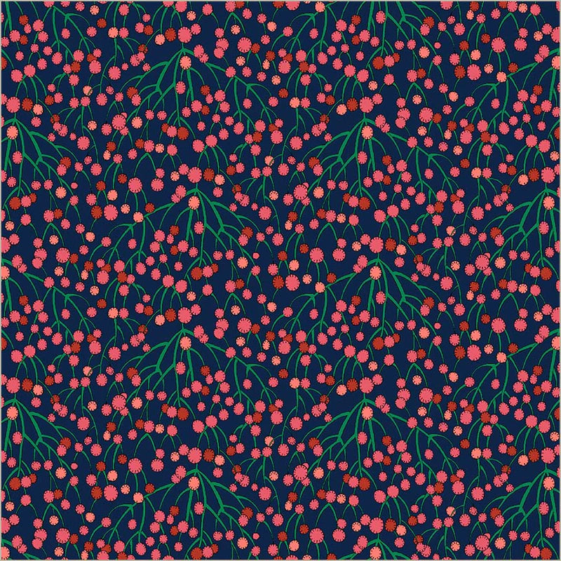 Cotton Fabric HUCKLEBERRY 54980D-1 Indigo from SUNSHINE Collection by Sally Kelly for Windham