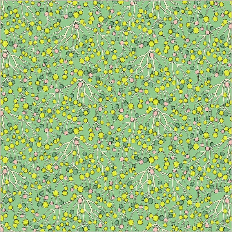 Cotton Fabric HUCKLEBERRY 54980D-13 Mint from SUNSHINE Collection by Sally Kelly for Windham