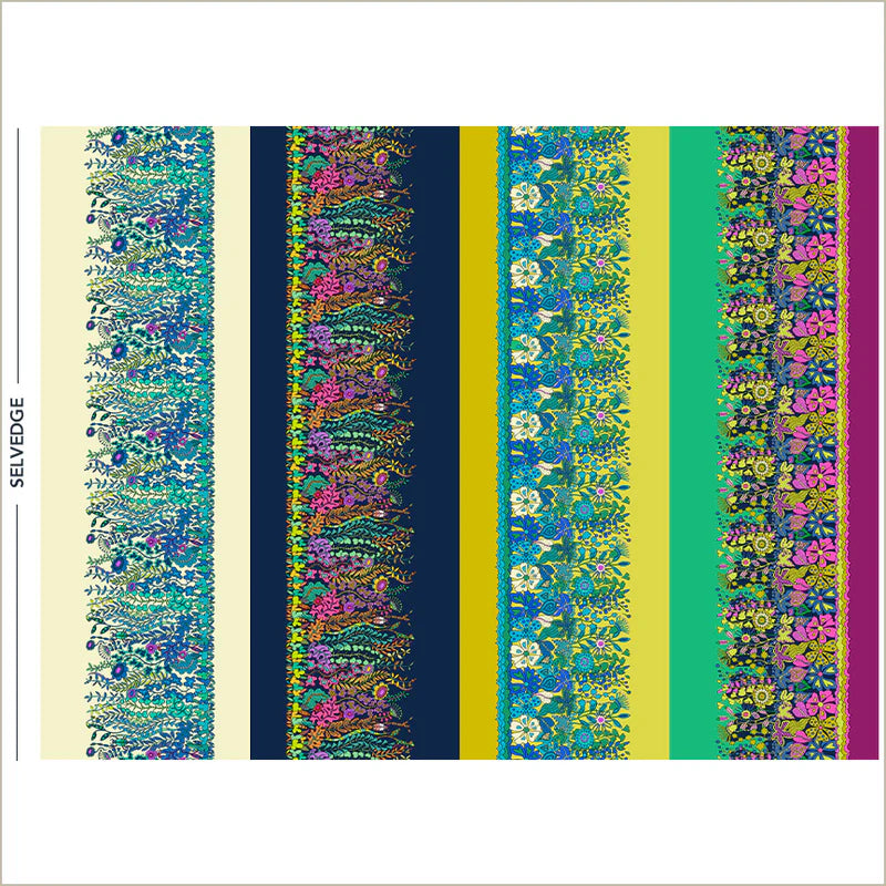 Cotton Fabric HEDGEROW 54982D-X Multi from SUNSHINE Collection by Sally Kelly for Windham