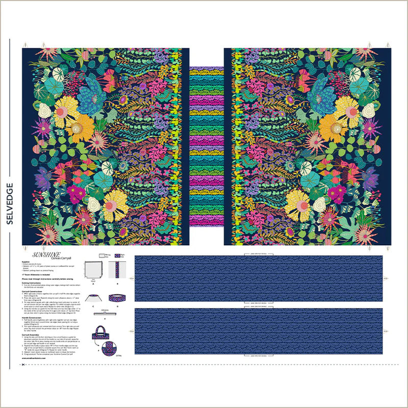 Cotton Fabric BAG PANEL 54984DCP-X Multi from SUNSHINE Collection by Sally Kelly for Windham