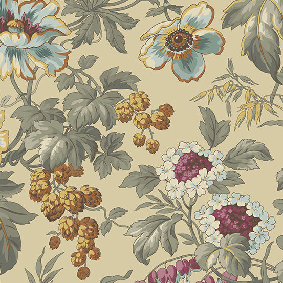 Fabric CLIMBING ROSE Color BUISCUITS from English Garden Collection by Edyta Sitar for Andover, A-791-N