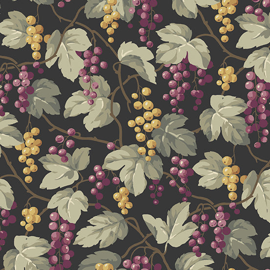 Fabric CURRANTS Color LICORICE from English Garden Collection by Edyta Sitar for Andover, A-792-K