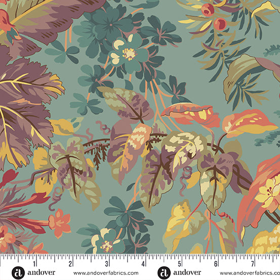 Fabric TEAL FOLIAGE 108" wide BACKING from BOTANICAL BEAUTIES Collection by Laundry Basket Quilts for Andover, AW-1183-T