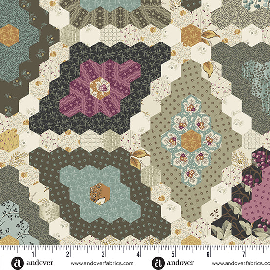 Fabric SUGAR AND CREAM GARDEN PATCH 108" wide BACKING from BOTANICAL BEAUTIES Collection by Laundry Basket Quilts for Andover, AW-1188-X