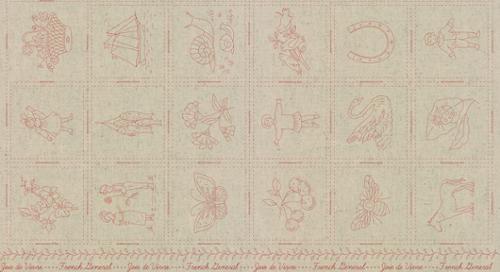 Linen-Cotton Fabric, Joie De Vivre BRODERIE ROUGE 13989 11L by French General for Moda Fabrics