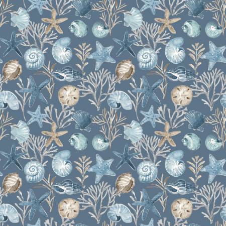 Fabric BLUE ESCAPE COASTAL OCEAN FLOOR COLONIAL from Riley Blake Designs, C14511-COLONIAL